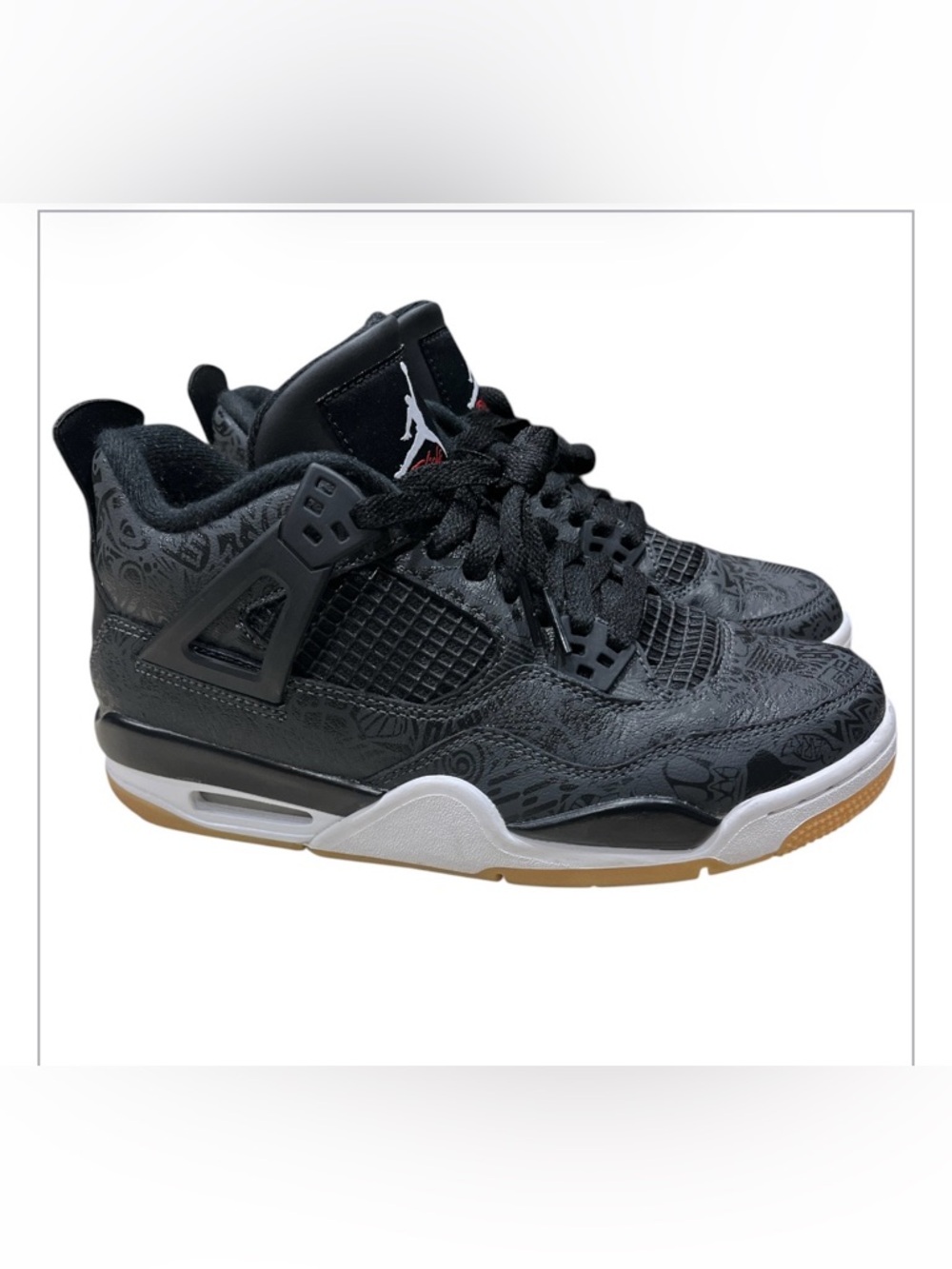 Jordan Black & White Laser-Pattern Retro Sneakers